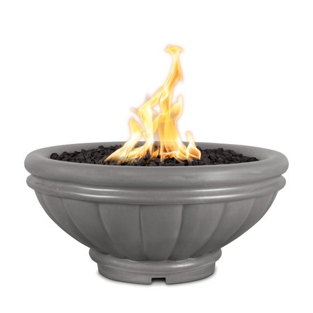 THE OUTDOOR PLUS 36 Round Roma Fire Bowl, GFRC Concrete, Natural Gray, Low Voltage Electronic Ignition, Liquid Propane OPT-ROMFO36E12V-NGY-LP